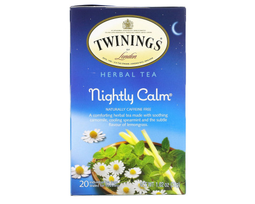 Twinings, Травяной чай, Спокойной ночи, от природы не содержит кофеина, 20 пакетиков, 1,02 унции (29г) Twinings, Травяной чай, Спокойной ночи, от природы не содержит кофеина, 20 пакетиков, 1,02 унции (29г)