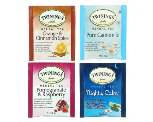 Травяные сборы и чаи Twinings, Ассорти из травяных чаев, смешанный набор, без кофеина, 20 чайных пакетиков, 34 г (1,23 унции) Травяные сборы и чаи Twinings, Ассорти из травяных чаев, смешанный набор, без кофеина, 20 чайных пакетиков, 34 г (1,23 унции)