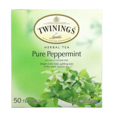 Травяные сборы и чаи Twinings, Травяной чай, чистая перечная мята, без кофеина, 50 чайных пакетиков, 100 г (3,53 унции)