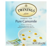 Травяные сборы и чаи Twinings, травяной чай, чистая ромашка, без кофеина, 50 чайных пакетиков, 75 г (2,65 унции)