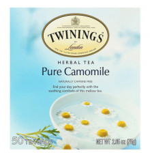 Травяные сборы и чаи Twinings, травяной чай, чистая ромашка, без кофеина, 50 чайных пакетиков, 75 г (2,65 унции)