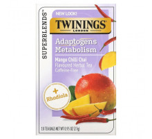 Травяные сборы и чаи Twinings, Boost, адаптогены, травяной чай со вкусом манго и чили, без кофеина, 18 чайных пакетиков, 27 г (0,95 унции)