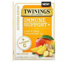 Травяные сборы и чаи Twinings, Superblends, поддержка иммунитета, с витамином C, зеленым чаем с имбирем и манго, 16 чайных пакетиков, 32 г (1,12 унции) каждый