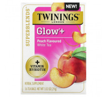 БАДы для укрепления иммунитета Twinings, Superblends, Glow +, белый чай, персик, 16 чайных пакетиков, 29 г (1,02 унции)