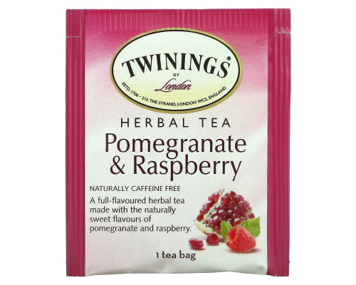 Twinings, Травяной чай, гранат и малина, без кофеина, 20 пакетиков, 1,41 унции (40 г) Каждый Twinings, Травяной чай, гранат и малина, без кофеина, 20 пакетиков, 1,41 унции (40 г) Каждый
