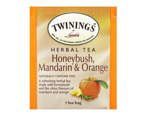 Травяные сборы и чаи Twinings, травяной чай, ханибуш, мандарин и апельсин, без кофеина, 20 чайных пакетиков в индивидуальной упаковке, 40 г (1,41 унции) Травяные сборы и чаи Twinings, травяной чай, ханибуш, мандарин и апельсин, без кофеина, 20 чайных пакетиков в индивидуальной упаковке, 40 г (1,41 унции)