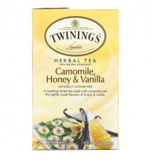 Травяные сборы и чаи Twinings, травяной чай, ромашка, мед и ваниль, без кофеина, 20 чайных пакетиков в индивидуальной упаковке, 32 г (1,13 унции)