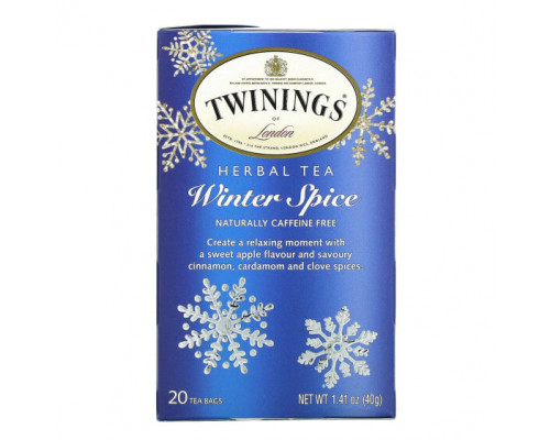 Травяные сборы и чаи Twinings, Травяной чай, Winter Spice, без кофеина, 20 чайных пакетиков, 40 г (1,41 унции) Травяные сборы и чаи Twinings, Травяной чай, Winter Spice, без кофеина, 20 чайных пакетиков, 40 г (1,41 унции)