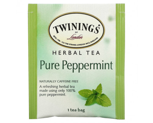 Травяные сборы и чаи Twinings, травяной чай, чистая перечная мята, без кофеина, 25 чайных пакетиков, 50 г (1,76 унции) Травяные сборы и чаи Twinings, травяной чай, чистая перечная мята, без кофеина, 25 чайных пакетиков, 50 г (1,76 унции)