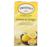 Twinings, травяной чай, без кофеина, лимон и имбирь, 25 пакетиков, 1,32 унции (37,5 г)