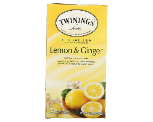 Twinings, травяной чай, без кофеина, лимон и имбирь, 25 пакетиков, 1,32 унции (37,5 г) Twinings, травяной чай, без кофеина, лимон и имбирь, 25 пакетиков, 1,32 унции (37,5 г)