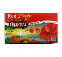 Травяные сборы и чаи Celestial Seasonings, травяной чай, Red Zinger, без кофеина, 20 чайных пакетиков, 49 г (1,7 унции)