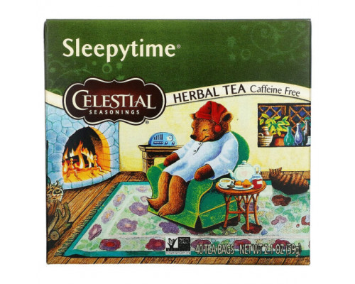 Травяные сборы и чаи Celestial Seasonings, Sleepytime, травяной чай, без кофеина, 40 чайных пакетиков, 59 г (2,1 унции) Травяные сборы и чаи Celestial Seasonings, Sleepytime, травяной чай, без кофеина, 40 чайных пакетиков, 59 г (2,1 унции)