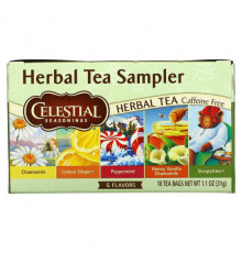 Травяные сборы и чаи Celestial Seasonings, набор травяных чаев, без кофеина, 5 вкусов, 18 чайных пакетиков, 30 г (1,0 унция)