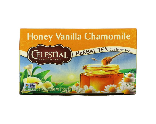 Celestial Seasonings, Травяной чай, без кофеина, мед, ваниль и ромашка 20 чайных пакетиков, 1.7 унции (47 г) Celestial Seasonings, Травяной чай, без кофеина, мед, ваниль и ромашка 20 чайных пакетиков, 1.7 унции (47 г)