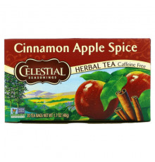 Травяные сборы и чаи Celestial Seasonings, травяной чай, со вкусом корицы и яблока, без кофеина, 20 чайных пакетиков, 48 г (1,7 унции)