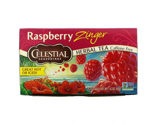 Травяные сборы и чаи Celestial Seasonings, травяной чай, со вкусом пикантной малины, без кофеина, 20 чайных пакетиков, 45 г (1,6 унции) Травяные сборы и чаи Celestial Seasonings, травяной чай, со вкусом пикантной малины, без кофеина, 20 чайных пакетиков, 45 г (1,6 унции)