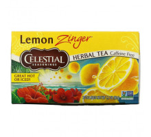 Травяные сборы и чаи Celestial Seasonings, травяной чай, Lemon Zinger, без кофеина, 20 чайных пакетиков, 47 г (1,7 унции)