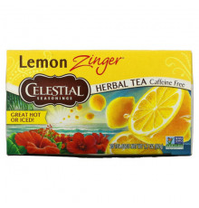 Травяные сборы и чаи Celestial Seasonings, травяной чай, Lemon Zinger, без кофеина, 20 чайных пакетиков, 47 г (1,7 унции)