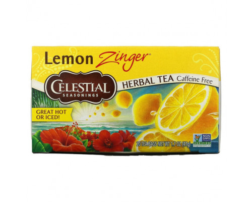 Травяные сборы и чаи Celestial Seasonings, травяной чай, Lemon Zinger, без кофеина, 20 чайных пакетиков, 47 г (1,7 унции) Травяные сборы и чаи Celestial Seasonings, травяной чай, Lemon Zinger, без кофеина, 20 чайных пакетиков, 47 г (1,7 унции)