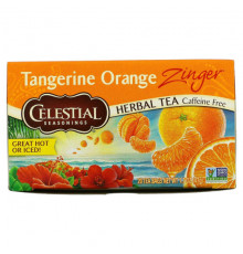 Травяные сборы и чаи Celestial Seasonings, Травяной чай без кофеина Zinger, Мандариново-апельсиновый заряд, 20 чайных пакетиков, 1,7 унции (47 г)
