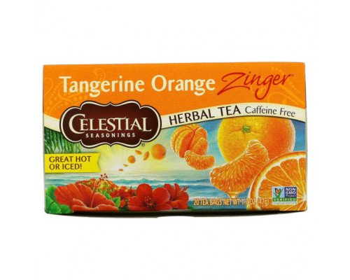 Травяные сборы и чаи Celestial Seasonings, Травяной чай без кофеина Zinger, Мандариново-апельсиновый заряд, 20 чайных пакетиков, 1,7 унции (47 г) Травяные сборы и чаи Celestial Seasonings, Травяной чай без кофеина Zinger, Мандариново-апельсиновый заряд, 20 чайных пакетиков, 1,7 унции (47 г)