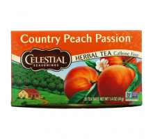 Травяные сборы и чаи Celestial Seasonings, травяной чай, Country Peach Passion, без кофеина, 20 чайных пакетиков, 41 г (1,4 унции)