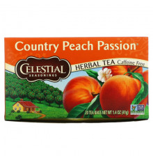 Травяные сборы и чаи Celestial Seasonings, травяной чай, Country Peach Passion, без кофеина, 20 чайных пакетиков, 41 г (1,4 унции)