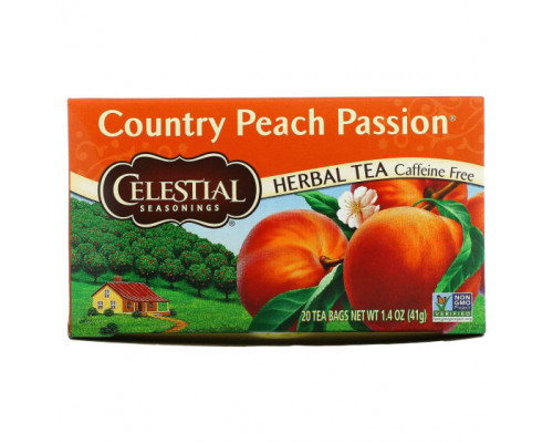 Травяные сборы и чаи Celestial Seasonings, травяной чай, Country Peach Passion, без кофеина, 20 чайных пакетиков, 41 г (1,4 унции) Травяные сборы и чаи Celestial Seasonings, травяной чай, Country Peach Passion, без кофеина, 20 чайных пакетиков, 41 г (1,4 унции)