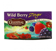 Травяные сборы и чаи Celestial Seasonings, Травяной чай, Без кофеина, Лесная ягода Зингер, 20 чайных пакетиков, 1,7 унции (47 г)