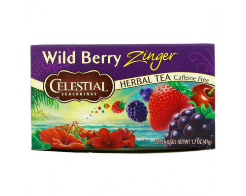 Травяные сборы и чаи Celestial Seasonings, Травяной чай, Без кофеина, Лесная ягода Зингер, 20 чайных пакетиков, 1,7 унции (47 г) Травяные сборы и чаи Celestial Seasonings, Травяной чай, Без кофеина, Лесная ягода Зингер, 20 чайных пакетиков, 1,7 унции (47 г)