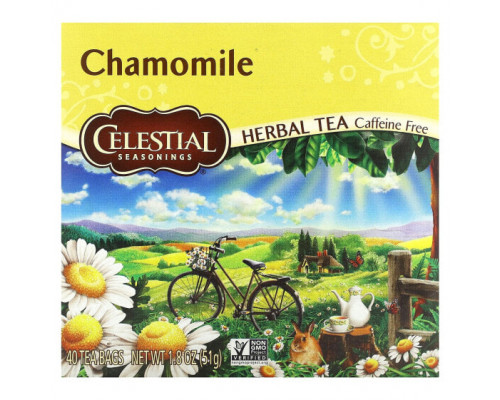 Травяные сборы и чаи Celestial Seasonings, травяной чай, ромашка, без кофеина, 40 чайных пакетиков по 51 г (1,8 унции) Травяные сборы и чаи Celestial Seasonings, травяной чай, ромашка, без кофеина, 40 чайных пакетиков по 51 г (1,8 унции)