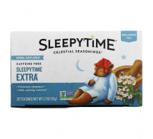 Травяные сборы и чаи Celestial Seasonings, Велнес-чай Sleepytime Extra, без кофеина, 20 чайных пакетиков, 1,2 унции (35 г)