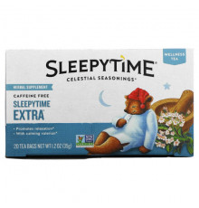 Травяные сборы и чаи Celestial Seasonings, Велнес-чай Sleepytime Extra, без кофеина, 20 чайных пакетиков, 1,2 унции (35 г)