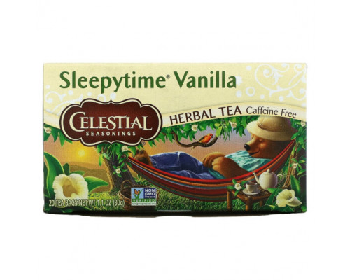 Травяные сборы и чаи Celestial Seasonings, Травяной чай, Sleepytime Vanilla, без кофеина, 20 пакетиков, 1,0 унции (29 г) Травяные сборы и чаи Celestial Seasonings, Травяной чай, Sleepytime Vanilla, без кофеина, 20 пакетиков, 1,0 унции (29 г)
