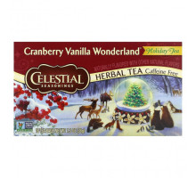Травяные сборы и чаи Celestial Seasonings, травяной чай к празднику, клюква и ваниль, без кофеина, 18 чайных пакетиков, 38 г (1,3 унции)