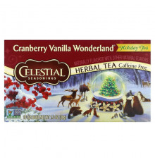 Травяные сборы и чаи Celestial Seasonings, травяной чай к празднику, клюква и ваниль, без кофеина, 18 чайных пакетиков, 38 г (1,3 унции)