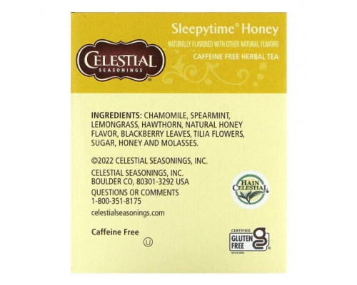 Травяные сборы и чаи Celestial Seasonings, травяной чай, для сна, с медом, без кофеина, 20 чайных пакетиков по 29 г (1 унции) Травяные сборы и чаи Celestial Seasonings, травяной чай, для сна, с медом, без кофеина, 20 чайных пакетиков по 29 г (1 унции)