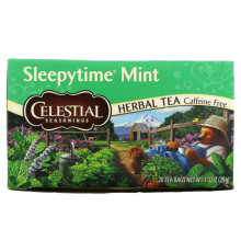 Травяные сборы и чаи Celestial Seasonings, травяной чай, убаюкивающая мята, без кофеина, 20 чайных пакетиков, 29 г (1,0 унции)