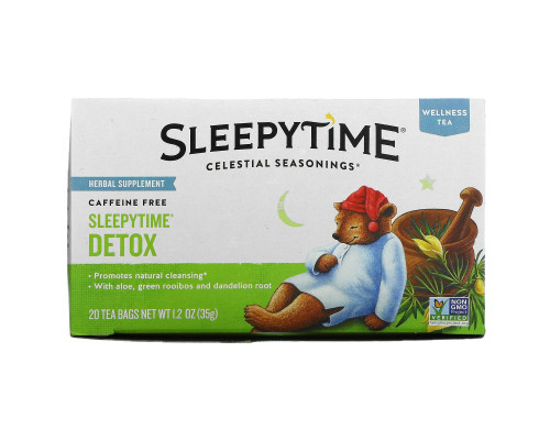 Celestial Seasonings, Оздоравливающий чай, детокс на сон грядущий, без кофеина, 20 чайных пакетиков, 1,2 унции (35 г) Celestial Seasonings, Оздоравливающий чай, детокс на сон грядущий, без кофеина, 20 чайных пакетиков, 1,2 унции (35 г)