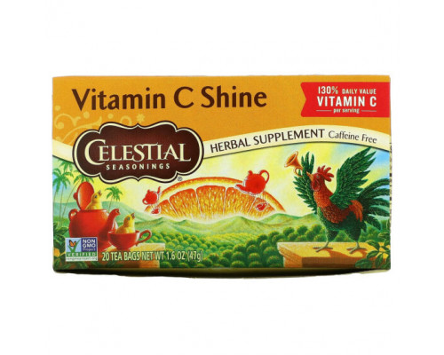 Травяные сборы и чаи Celestial Seasonings, травяная добавка, с витамином C, без кофеина, 20 чайных пакетиков, 47 г (1,6 унции) Травяные сборы и чаи Celestial Seasonings, травяная добавка, с витамином C, без кофеина, 20 чайных пакетиков, 47 г (1,6 унции)
