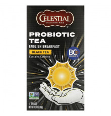 Травяные сборы и чаи Celestial Seasonings, пробиотический черный чай, английский завтрак, 16 чайных пакетиков по 30 г (1,07 унции)