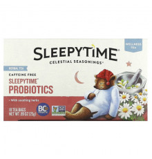 Травяные сборы и чаи Celestial Seasonings, Wellness, травяной чай, пробиотики для сна, без кофеина, 18 чайных пакетиков по 25 г (0,89 унции)