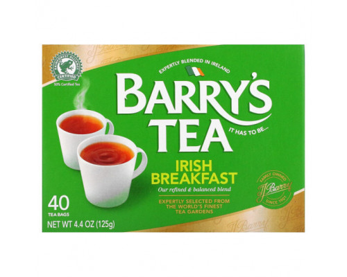 Травяные сборы и чаи Barry's Tea, чай «Ирландский завтрак», 40 чайных пакетиков, 125 г (4,4 унции)