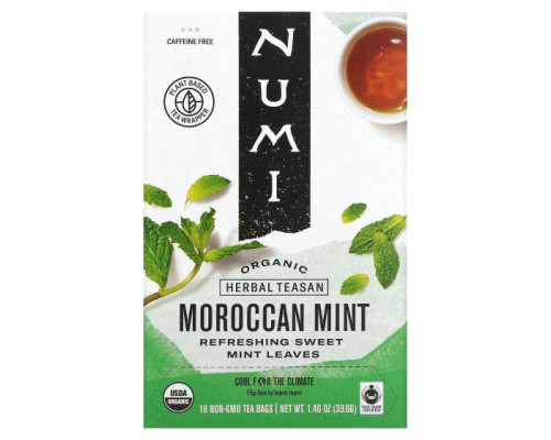 Травяные сборы и чаи Numi Tea, Organic Herbal Teasan, марокканская мята, без кофеина, 18 чайных пакетиков, 39,6 г (1,40 унции) Травяные сборы и чаи Numi Tea, Organic Herbal Teasan, марокканская мята, без кофеина, 18 чайных пакетиков, 39,6 г (1,40 унции)
