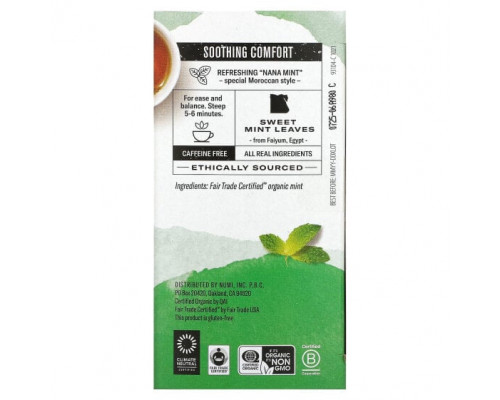 Травяные сборы и чаи Numi Tea, Organic Herbal Teasan, марокканская мята, без кофеина, 18 чайных пакетиков, 39,6 г (1,40 унции) Травяные сборы и чаи Numi Tea, Organic Herbal Teasan, марокканская мята, без кофеина, 18 чайных пакетиков, 39,6 г (1,40 унции)
