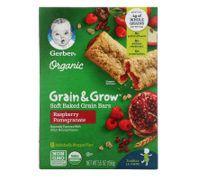 Gerber, Organic, Grain & Grow, Soft Baked Grain Bars, 12+ Months, Raspberry Pomegranate, 8 Individually Wrapped Bars