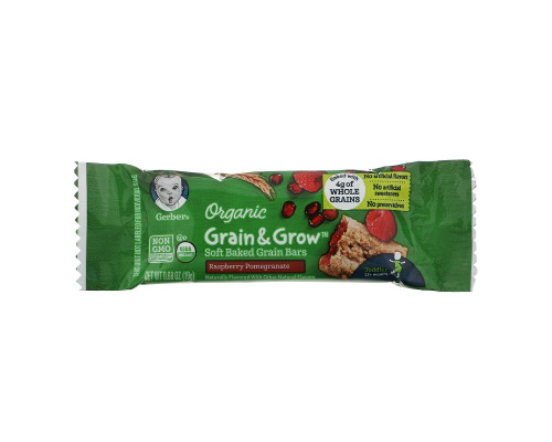 Gerber, Organic, Grain & Grow, Soft Baked Grain Bars, 12+ Months, Raspberry Pomegranate, 8 Individually Wrapped Bars Gerber, Organic, Grain & Grow, Soft Baked Grain Bars, 12+ Months, Raspberry Pomegranate, 8 Individually Wrapped Bars