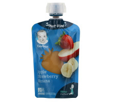 Gerber, Smart Flow, Apple, Strawberry, Banana, 3.5 oz (99 g)
