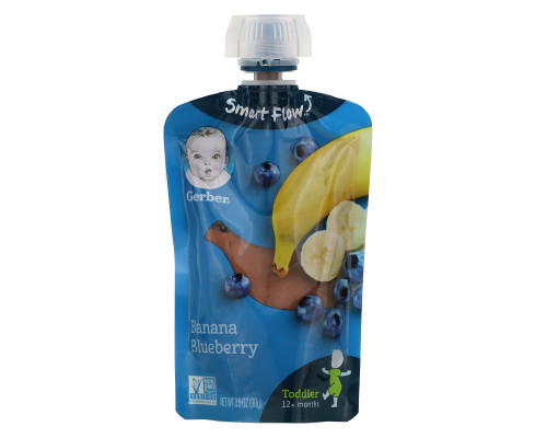 Gerber, Smart Flow, 12+ Months, Banana, Blueberry, 3.5 oz (99 g) Gerber, Smart Flow, 12+ Months, Banana, Blueberry, 3.5 oz (99 g)